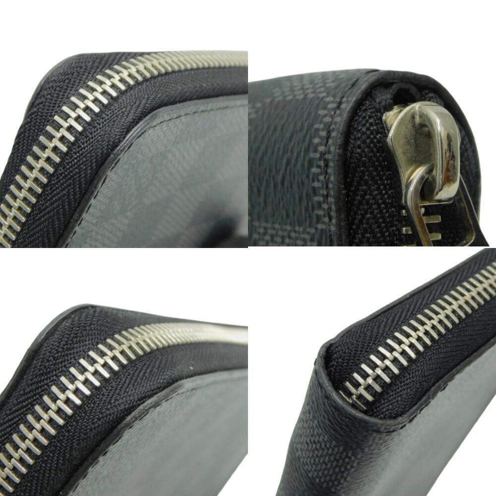 LOUIS VUITTON Zippy Wallet Vertical Damier Graphite Black Gray Round Zipper Long